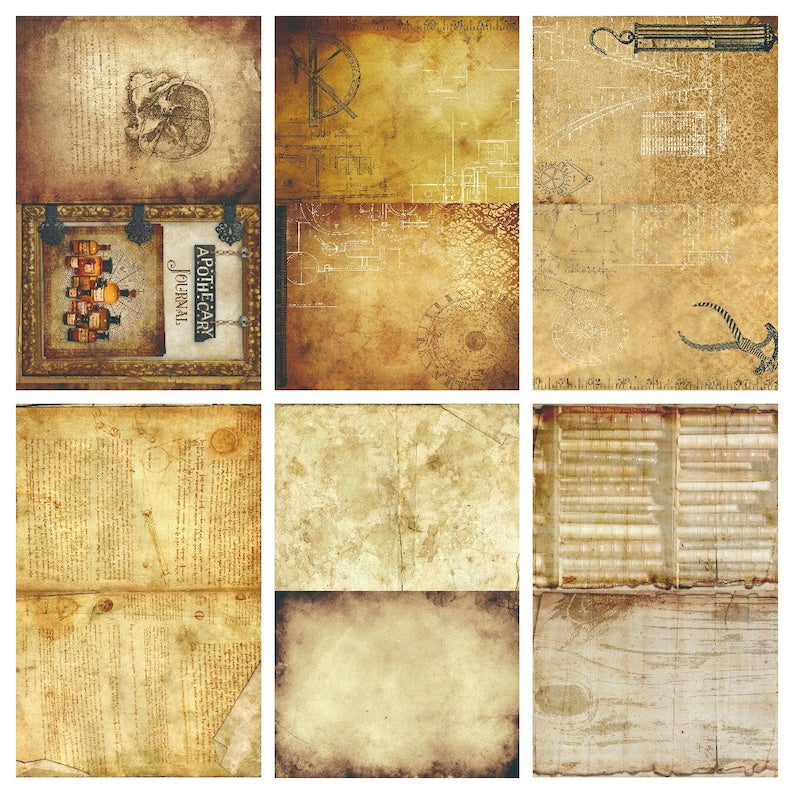 Wizard School Junk Journal Scrapbook Paper For DIY Crafts, Retro Junk Journal Background Paper Pack Supplies