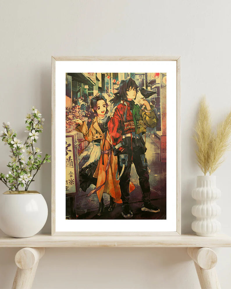 Demon Slayer Retro Anime Kraft Paper Poster For Your Home Decor & Nostalgic Collector Lovers Gift