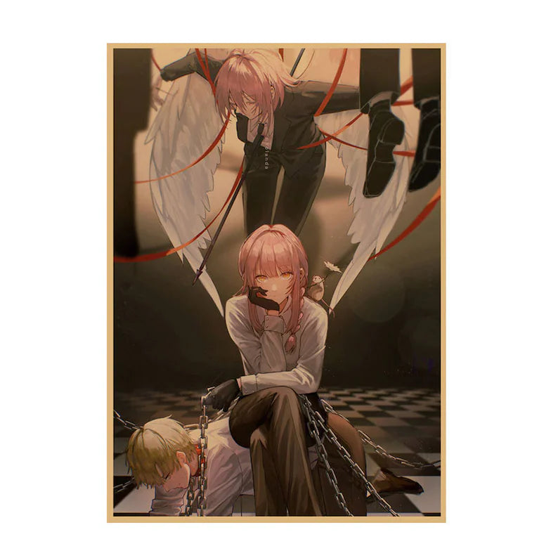 Chainsaw Man Retro Anime Kraft Paper Poster For Your Home Decor & Nostalgic Collector Lovers Gift