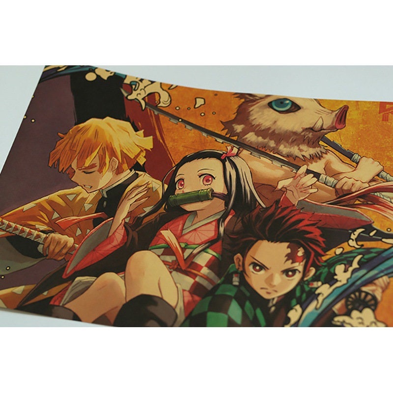 Demon Slayer Retro Anime Kraft Paper Poster For Your Home Decor & Nostalgic Collector Lovers Gift