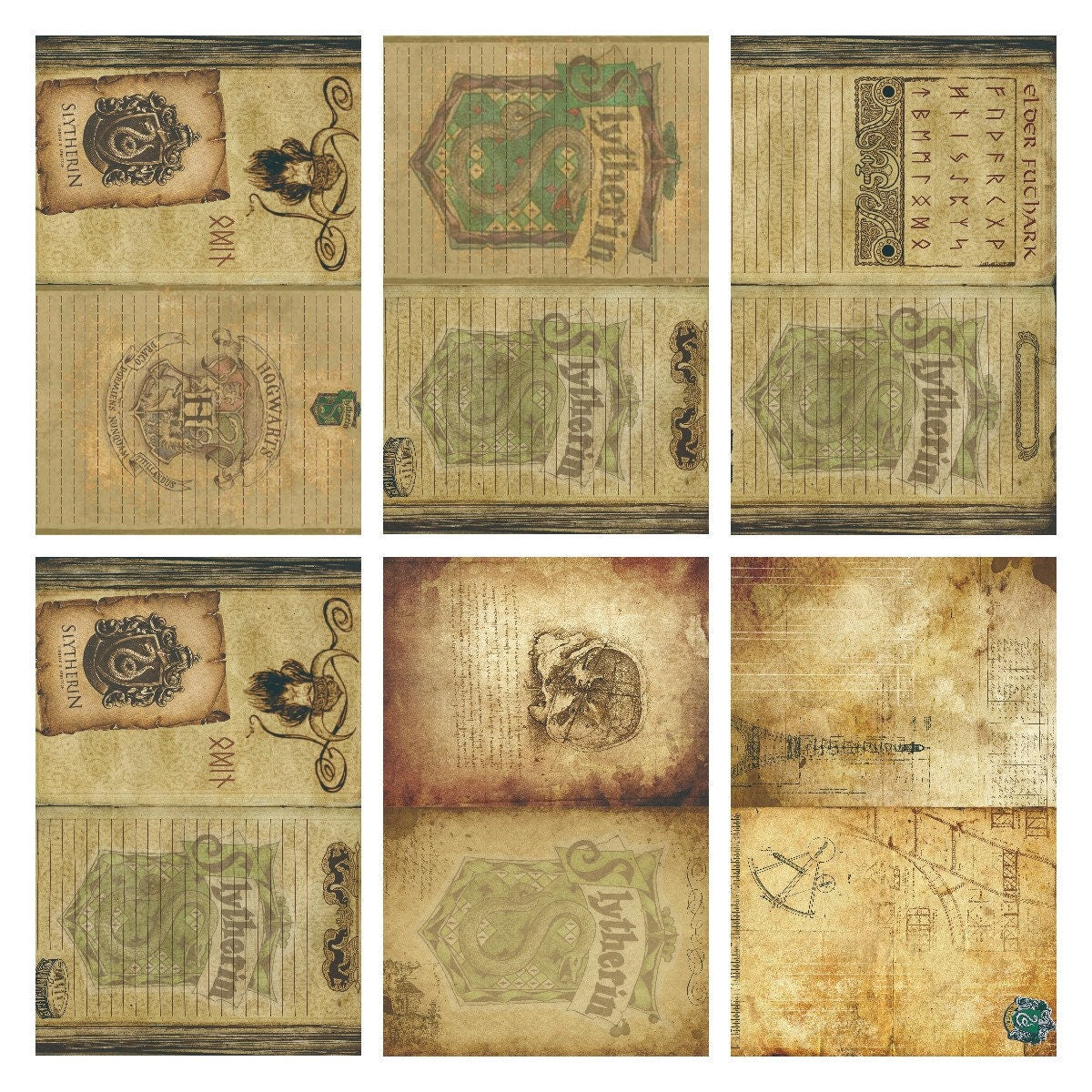 Wizard School Junk Journal Scrapbook Paper For DIY Crafts, Retro Junk Journal Background Paper Pack Supplies