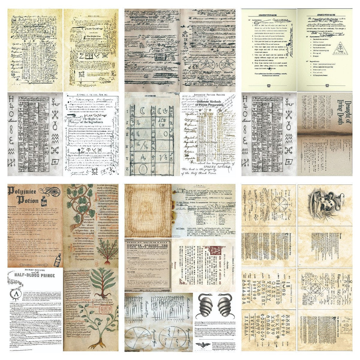 Wizard School Junk Journal Scrapbook Paper For DIY Crafts, Retro Junk Journal Background Paper Pack Supplies