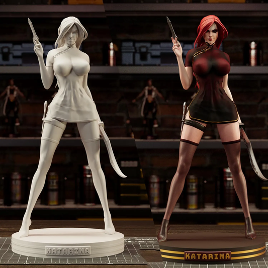 Katarina Figurine – Handcrafted 3D Printed Statue | League of Legends Character Sculpture