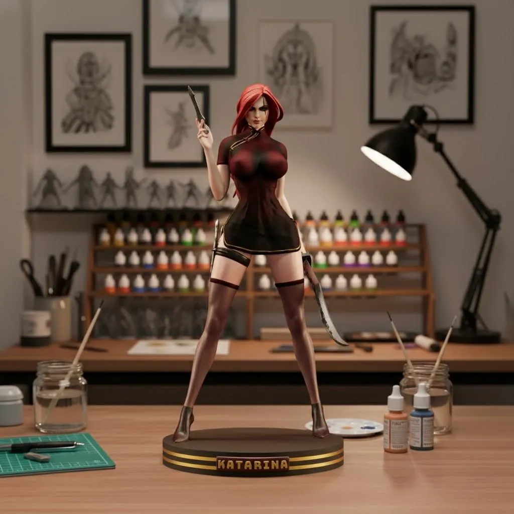 Katarina Figurine – Handcrafted 3D Printed Statue | League of Legends Character Sculpture
