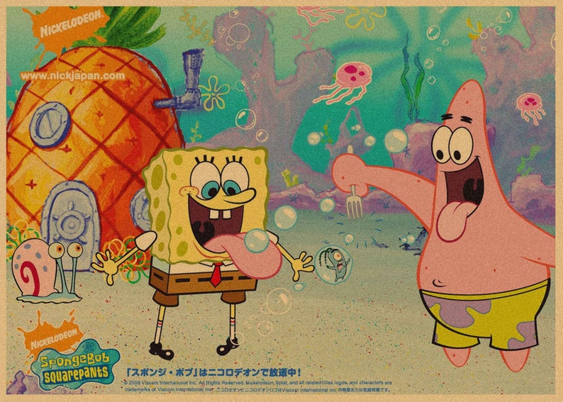 SpongeBob SquarePants Anime Kraft Paper Poster For Your Home Decor & Nostalgic Collector Lovers Gift