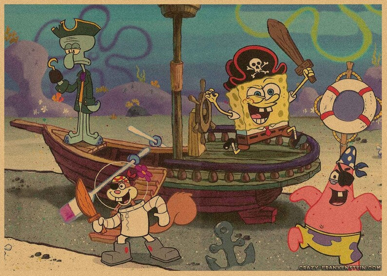 SpongeBob SquarePants Anime Kraft Paper Poster For Your Home Decor & Nostalgic Collector Lovers Gift