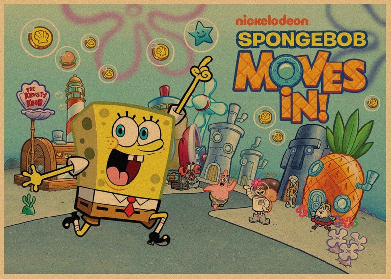 SpongeBob SquarePants Anime Kraft Paper Poster For Your Home Decor & Nostalgic Collector Lovers Gift