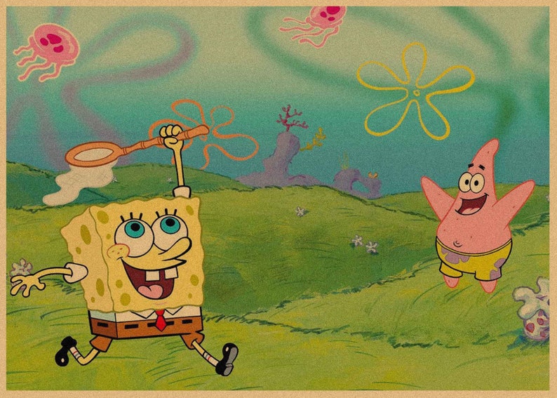 SpongeBob SquarePants Anime Kraft Paper Poster For Your Home Decor & Nostalgic Collector Lovers Gift