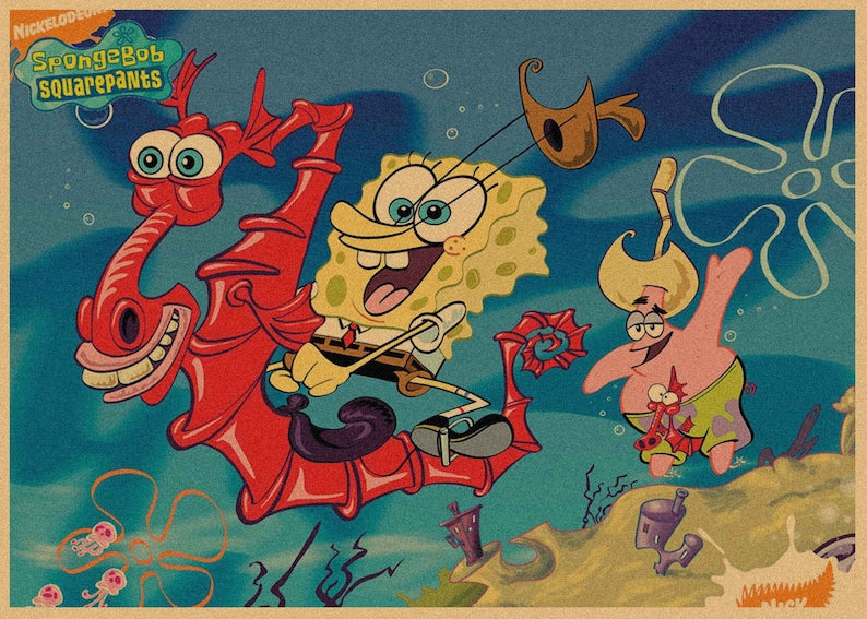 SpongeBob SquarePants Anime Kraft Paper Poster For Your Home Decor & Nostalgic Collector Lovers Gift