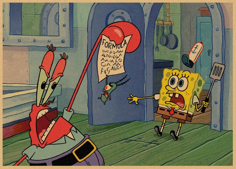 SpongeBob SquarePants Anime Kraft Paper Poster For Your Home Decor & Nostalgic Collector Lovers Gift