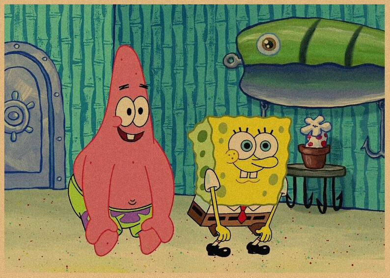 SpongeBob SquarePants Anime Kraft Paper Poster For Your Home Decor & Nostalgic Collector Lovers Gift