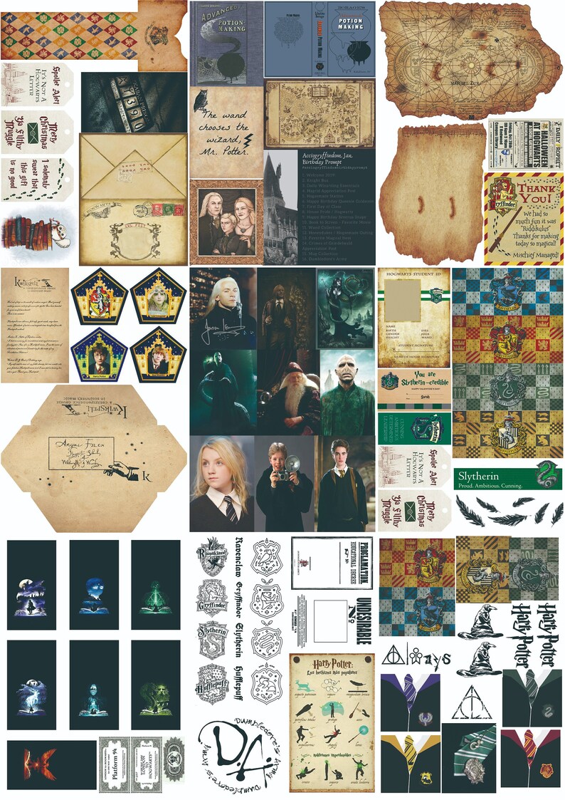 Wizard School Junk Journal Scrapbook Paper For DIY Crafts, Retro Junk Journal Background Paper Pack Supplies
