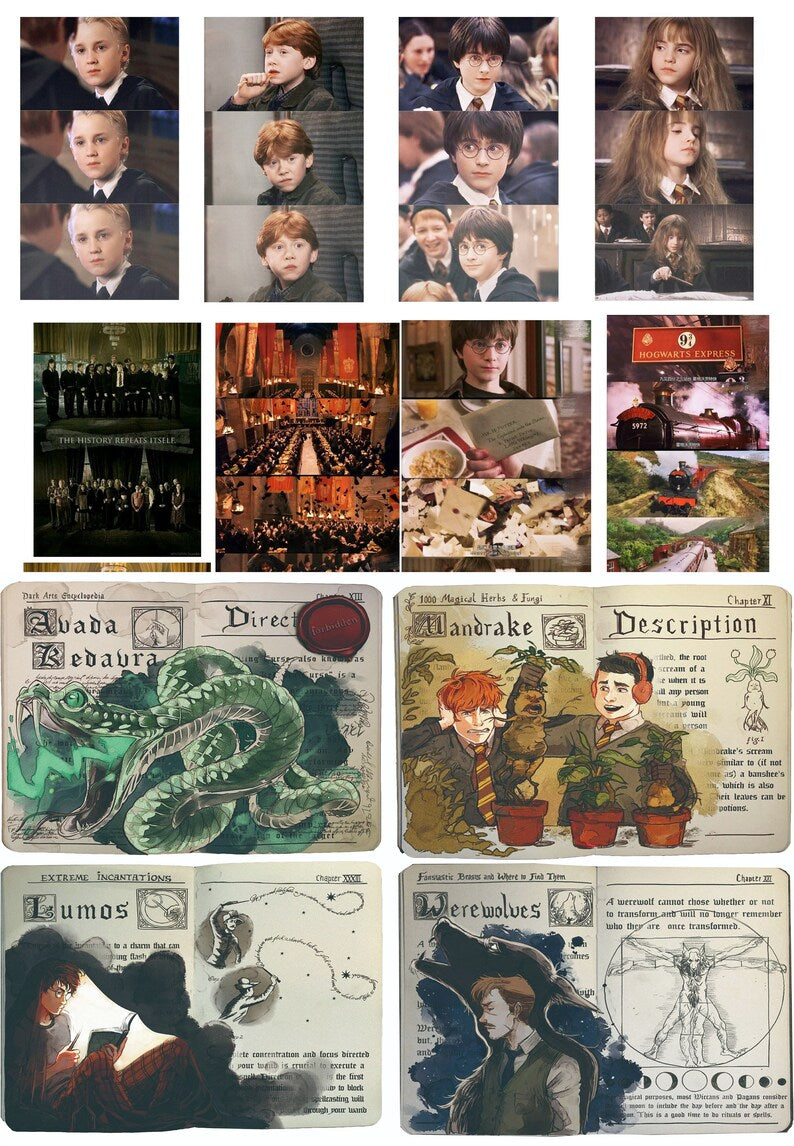 Wizard School Junk Journal Scrapbook Paper For DIY Crafts, Retro Junk Journal Background Paper Pack Supplies