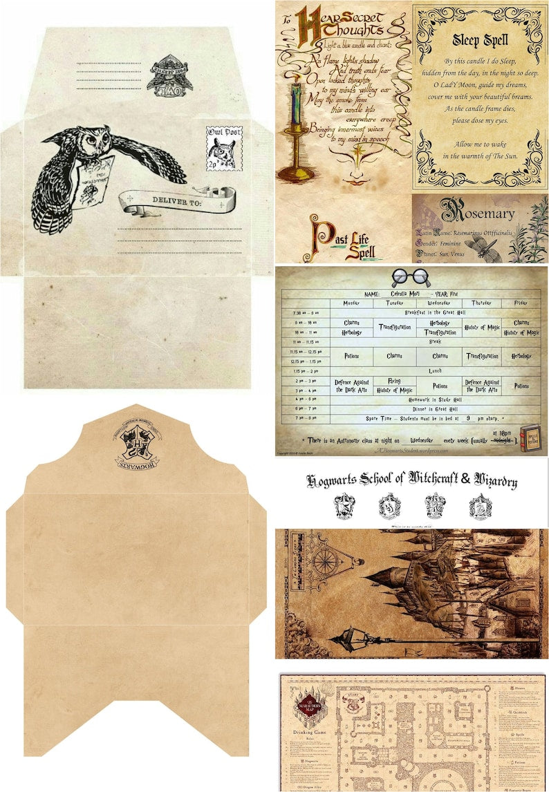 Wizard School Junk Journal Scrapbook Paper For DIY Crafts, Retro Junk Journal Background Paper Pack Supplies
