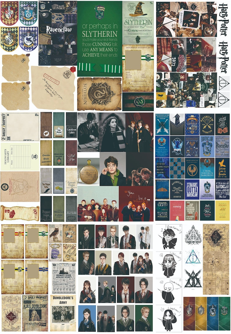 Wizard School Junk Journal Scrapbook Paper For DIY Crafts, Retro Junk Journal Background Paper Pack Supplies
