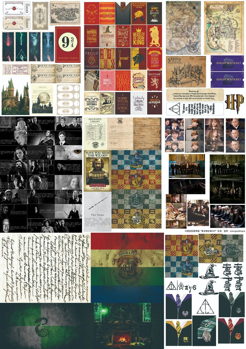Wizard School Junk Journal Scrapbook Paper For DIY Crafts, Retro Junk Journal Background Paper Pack Supplies