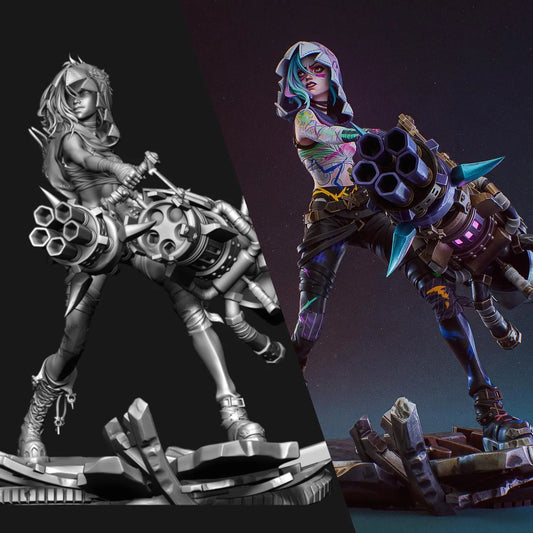 Arcane Jinx Figurine – Handcrafted 3D Printed Statue | League of Legends Character Sculpture