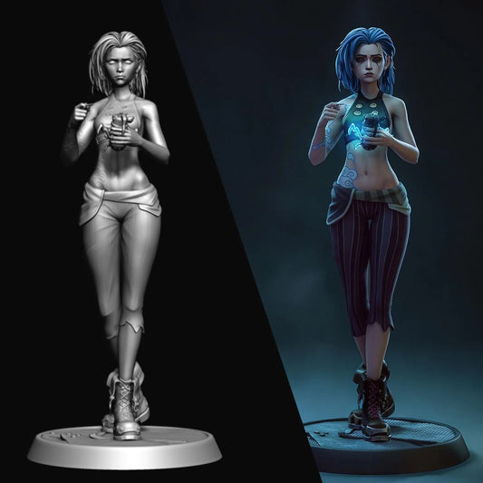 Arcane Jinx Figurine – Handcrafted 3D Printed Statue | League of Legends Character Sculpture
