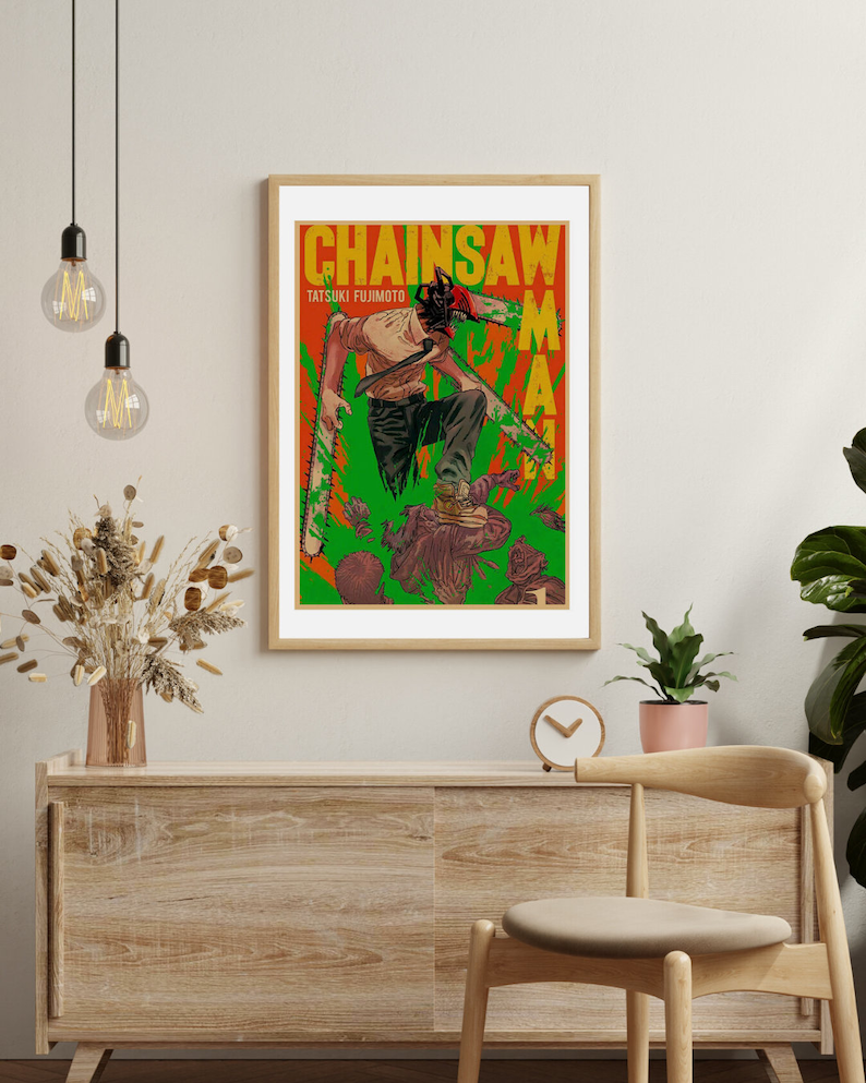 Chainsaw Man Retro Anime Kraft Paper Poster For Your Home Decor & Nostalgic Collector Lovers Gift