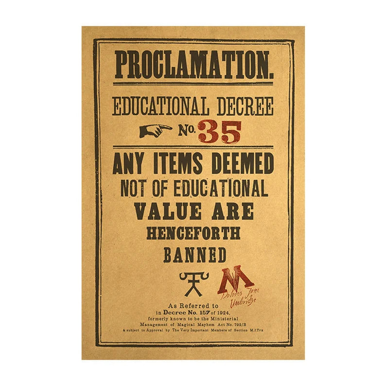 Educational Decree Kraft Paper Poster For Your Home Decor & Nostalgic Collector Lovers Gift