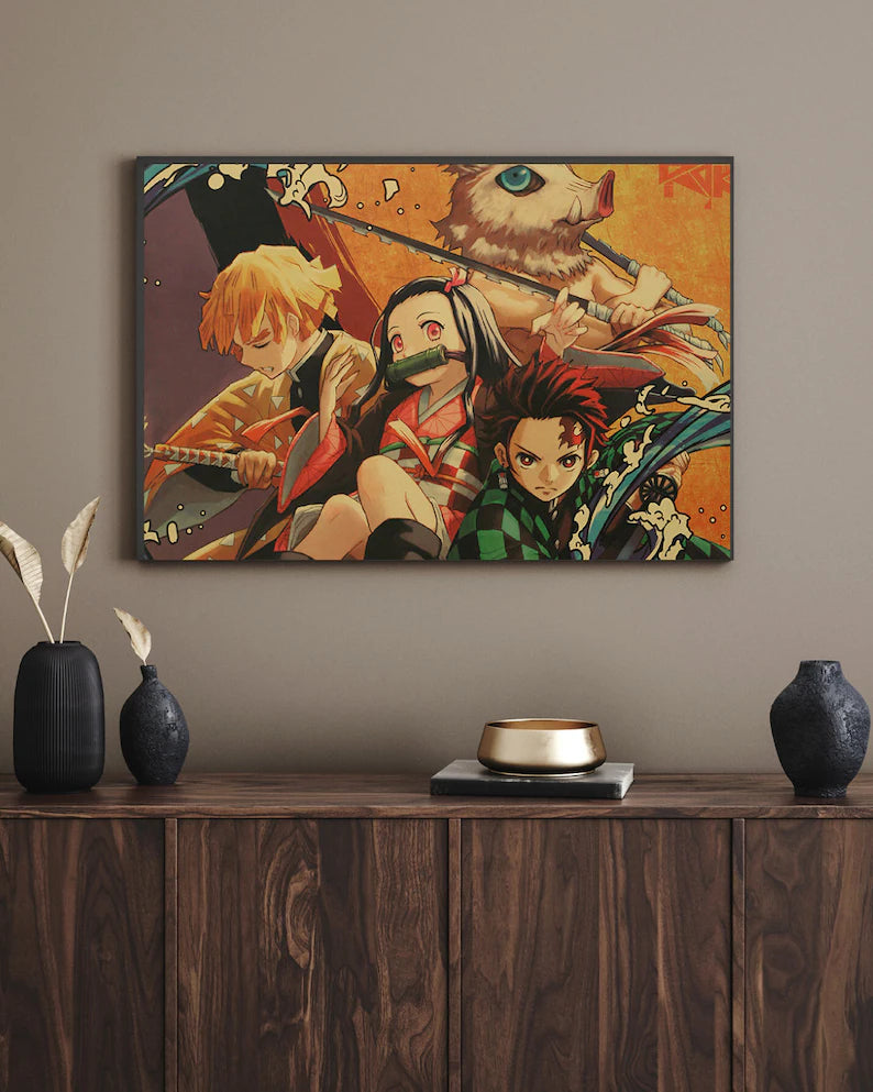 Demon Slayer Retro Anime Kraft Paper Poster For Your Home Decor & Nostalgic Collector Lovers Gift