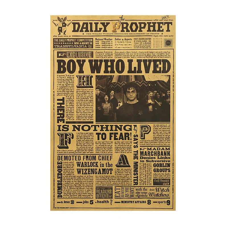 Wizard School Newspaper Kraft Paper Poster For Your Home Decor & Nostalgic Collector Lovers Gift