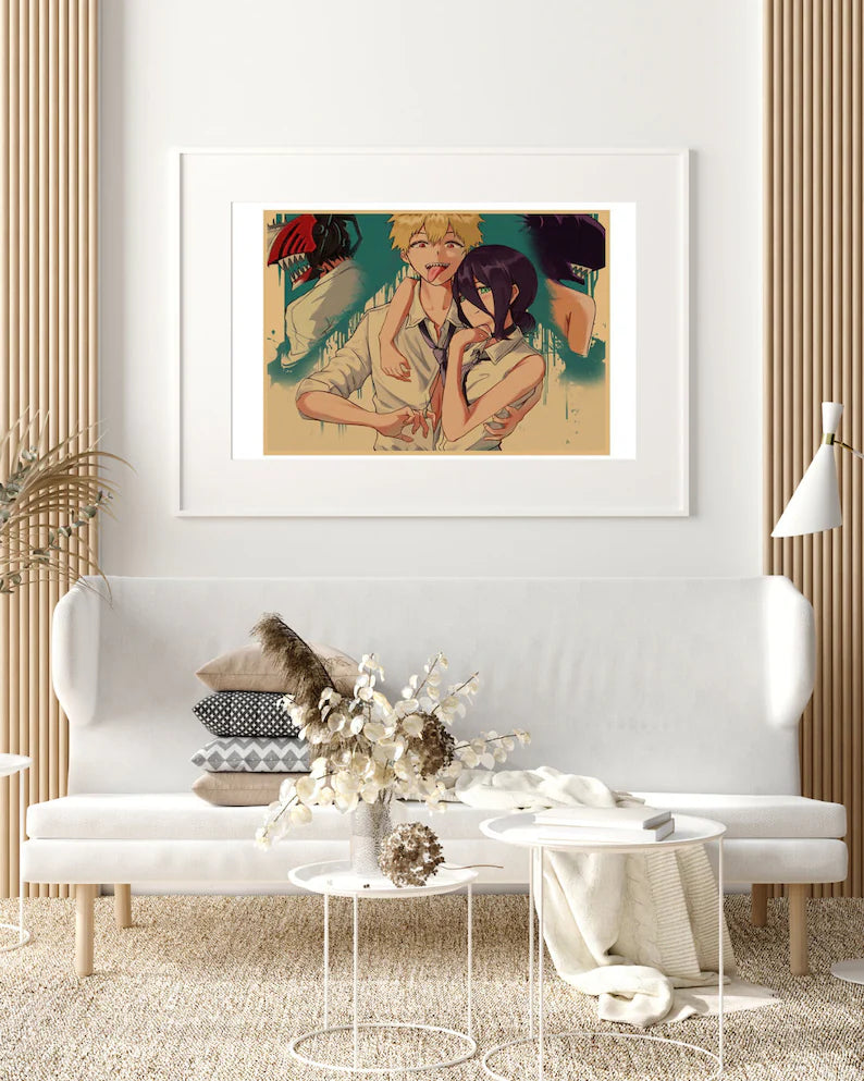Chainsaw Man Retro Anime Kraft Paper Poster For Your Home Decor & Nostalgic Collector Lovers Gift