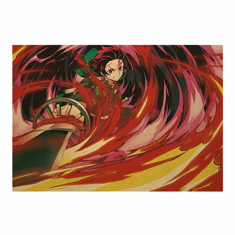 Demon Slayer Retro Anime Kraft Paper Poster For Your Home Decor & Nostalgic Collector Lovers Gift