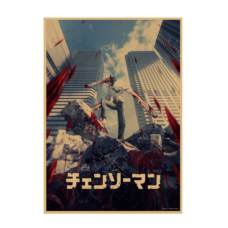 Chainsaw Man Retro Anime Kraft Paper Poster For Your Home Decor & Nostalgic Collector Lovers Gift