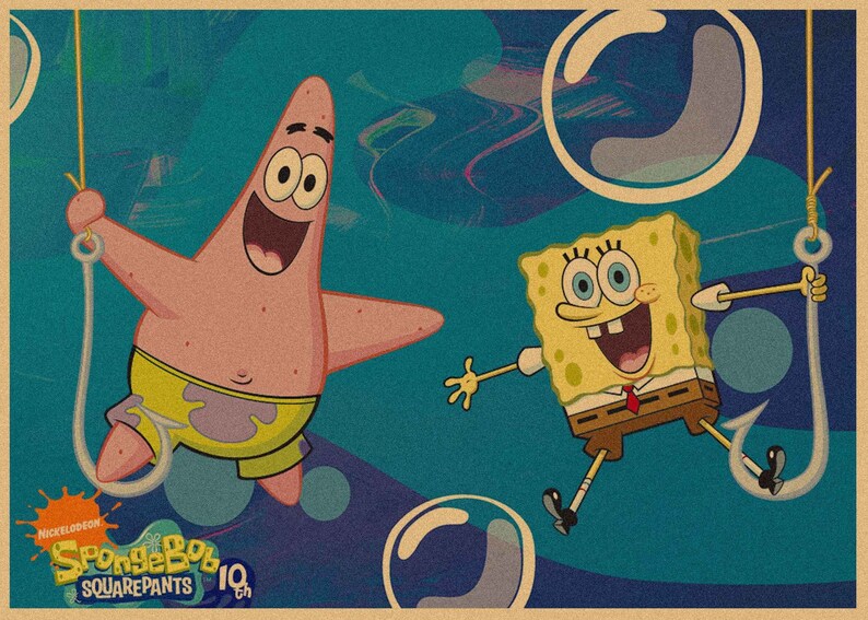 SpongeBob SquarePants Anime Kraft Paper Poster For Your Home Decor & Nostalgic Collector Lovers Gift