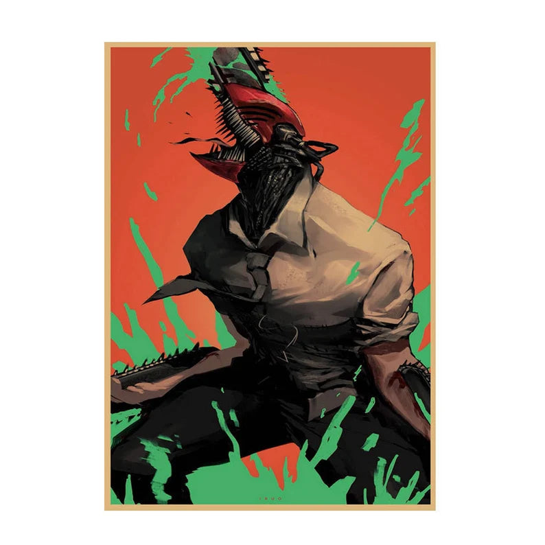 Chainsaw Man Retro Anime Kraft Paper Poster For Your Home Decor & Nostalgic Collector Lovers Gift Chainsaw Man