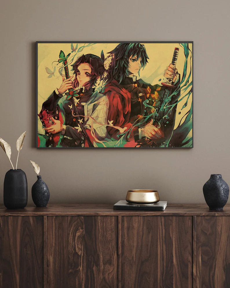 Demon Slayer Retro Anime Kraft Paper Poster For Your Home Decor & Nostalgic Collector Lovers Gift