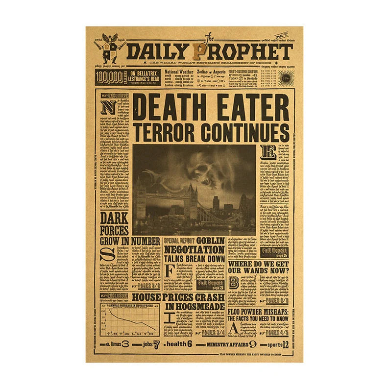 Wizard School Newspaper Kraft Paper Poster For Your Home Decor & Nostalgic Collector Lovers Gift