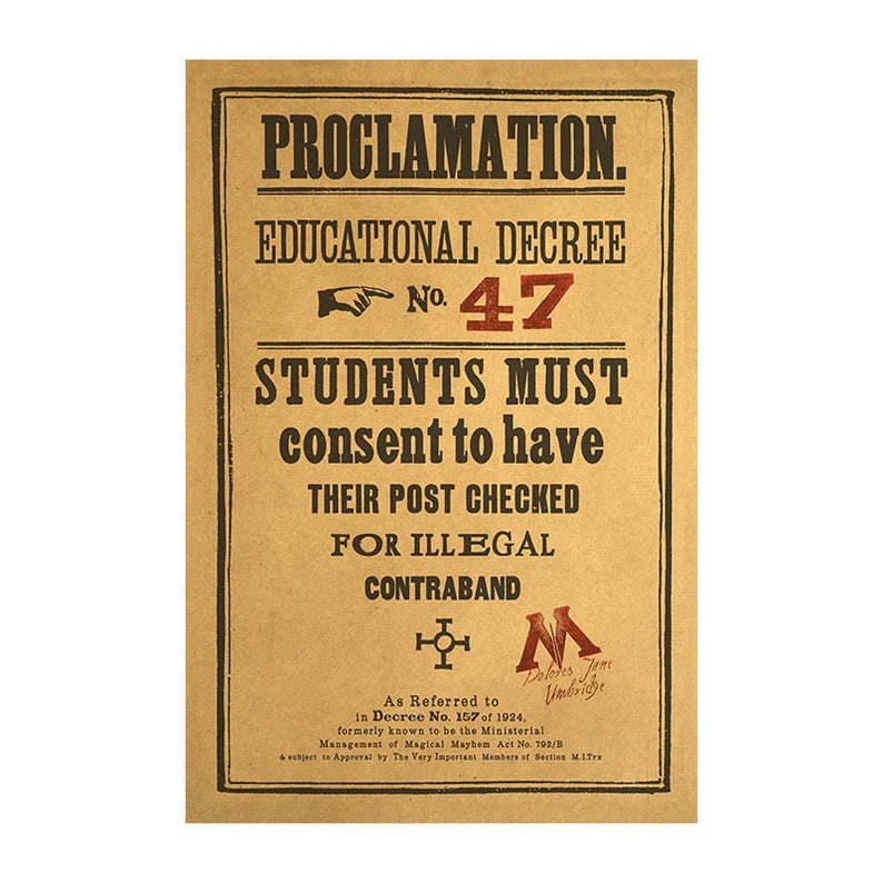 Educational Decree Kraft Paper Poster For Your Home Decor & Nostalgic Collector Lovers Gift