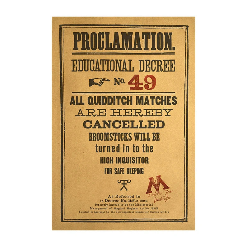 Educational Decree Kraft Paper Poster For Your Home Decor & Nostalgic Collector Lovers Gift