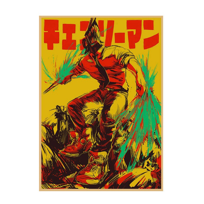 Chainsaw Man Anime Kraft Paper Poster For Your Home Decor & Nostalgic Collector Lovers Gift