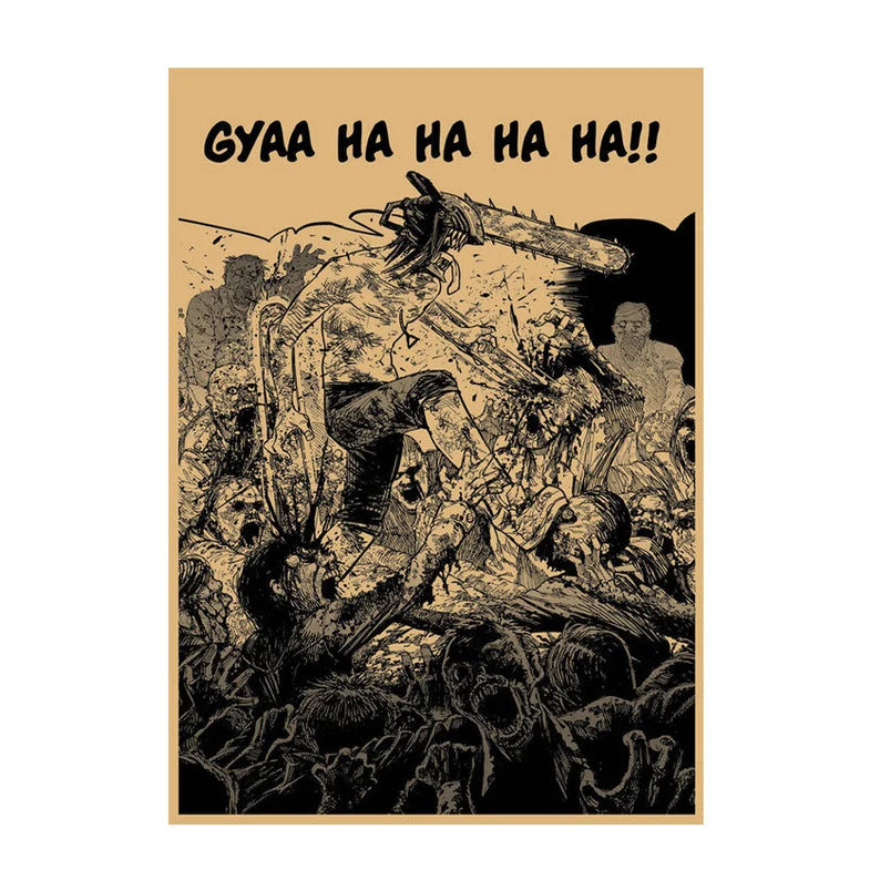Chainsaw Man Retro Anime Kraft Paper Poster For Your Home Decor & Nostalgic Collector Lovers Gift