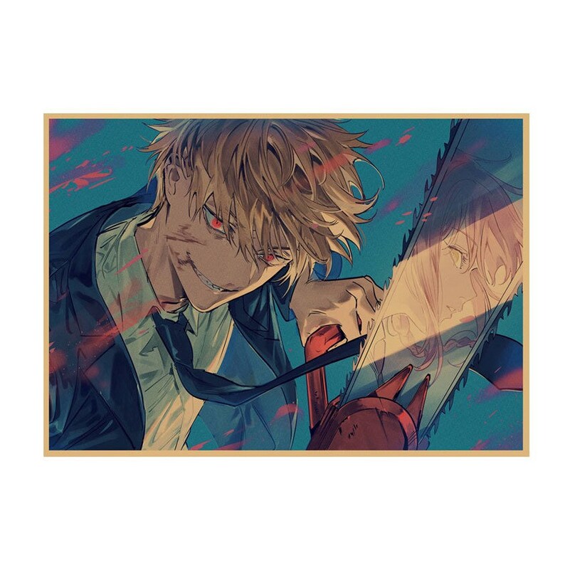 Chainsaw Man Retro Anime Kraft Paper Poster For Your Home Decor & Nostalgic Collector Lovers Gift