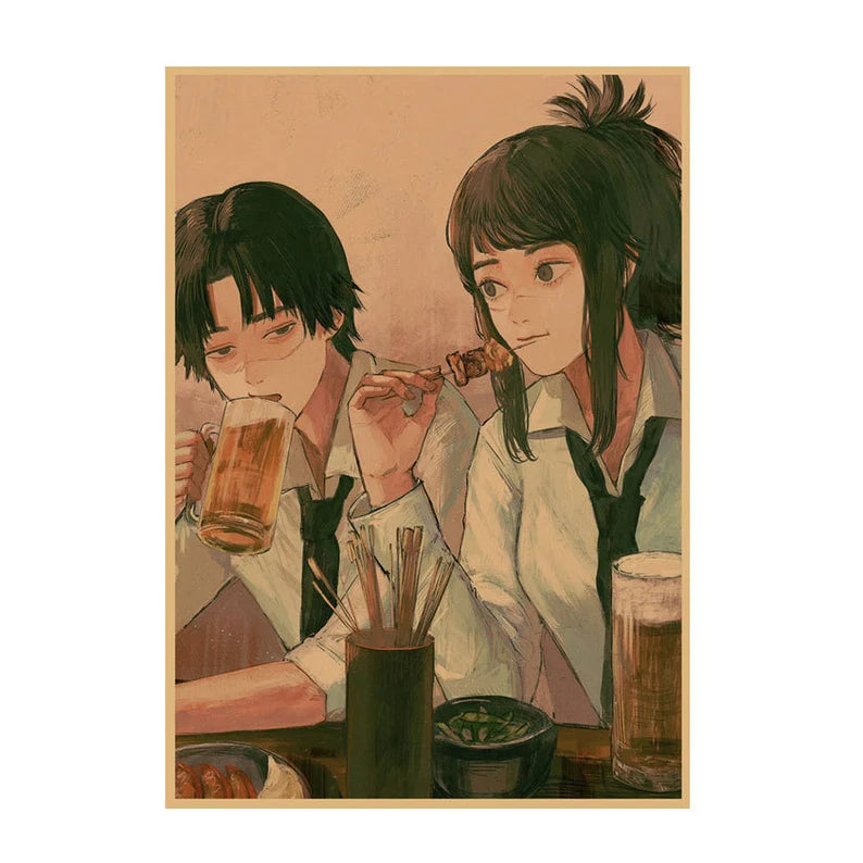 Chainsaw Man Retro Anime Kraft Paper Poster For Your Home Decor & Nostalgic Collector Lovers Gift