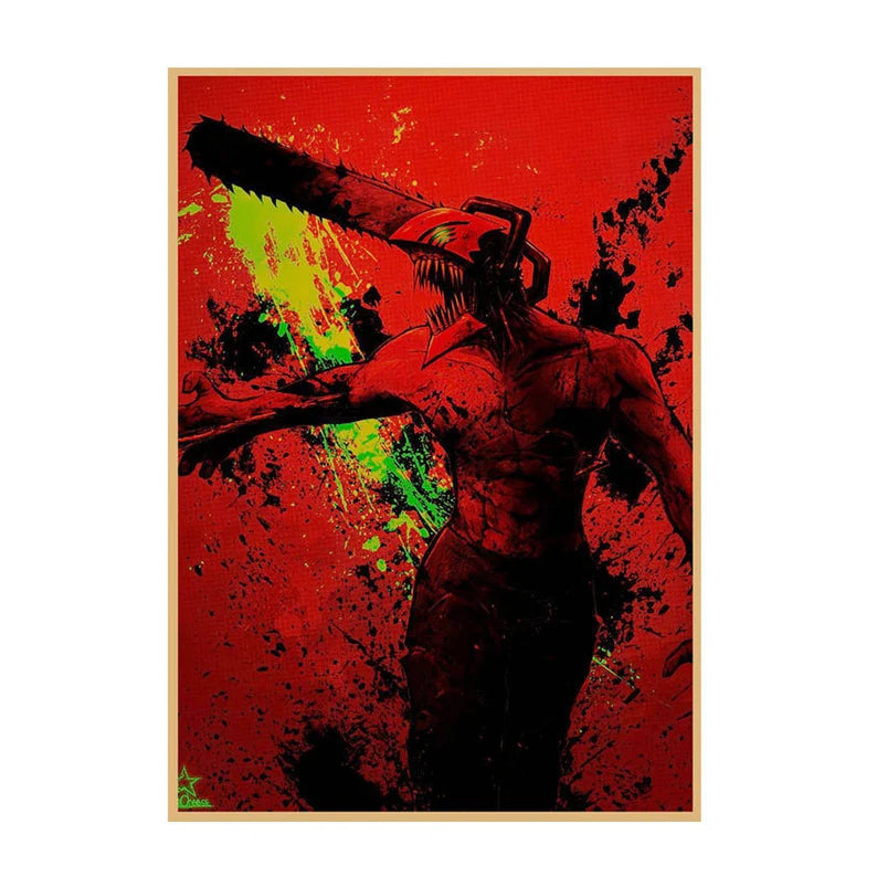 Chainsaw Man Anime Kraft Paper Poster For Your Home Decor & Nostalgic Collector Lovers Gift