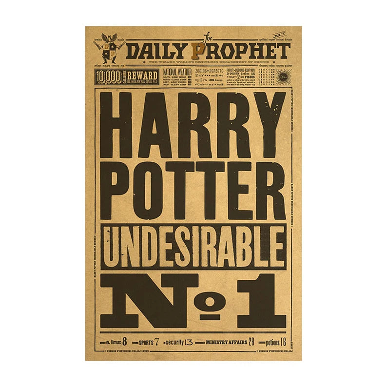 Wizard School Wanted Kraft Paper Poster For Your Home Decor & Nostalgic Collector Lovers Gift