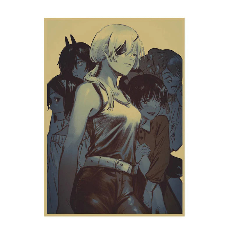 Chainsaw Man Retro Anime Kraft Paper Poster For Your Home Decor & Nostalgic Collector Lovers Gift