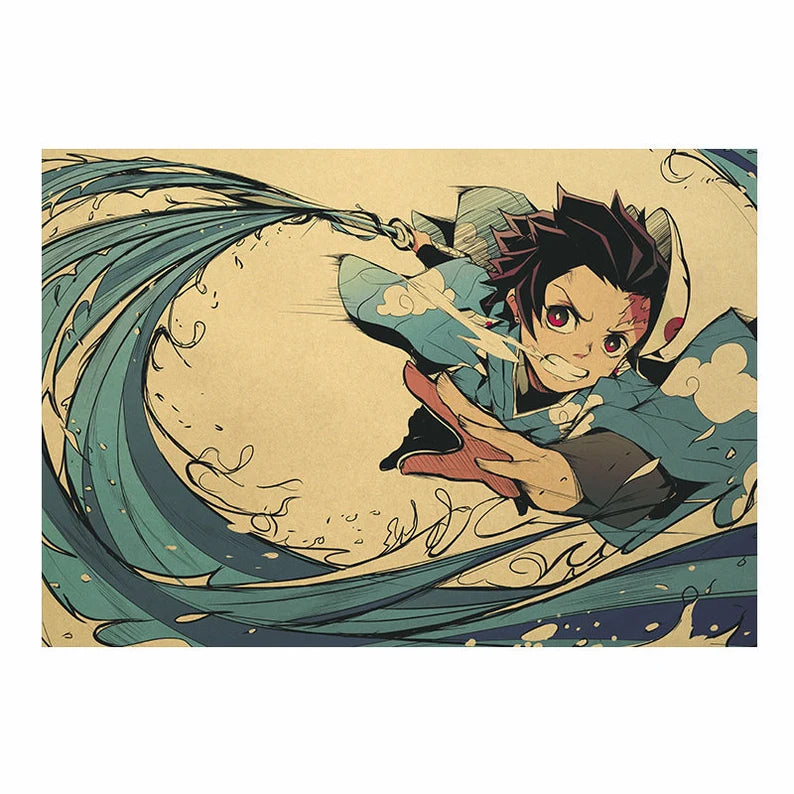 Demon Slayer Retro Anime Kraft Paper Poster For Your Home Decor & Nostalgic Collector Lovers Gift