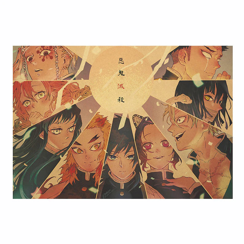 Demon Slayer Retro Anime Kraft Paper Poster For Your Home Decor & Nostalgic Collector Lovers Gift