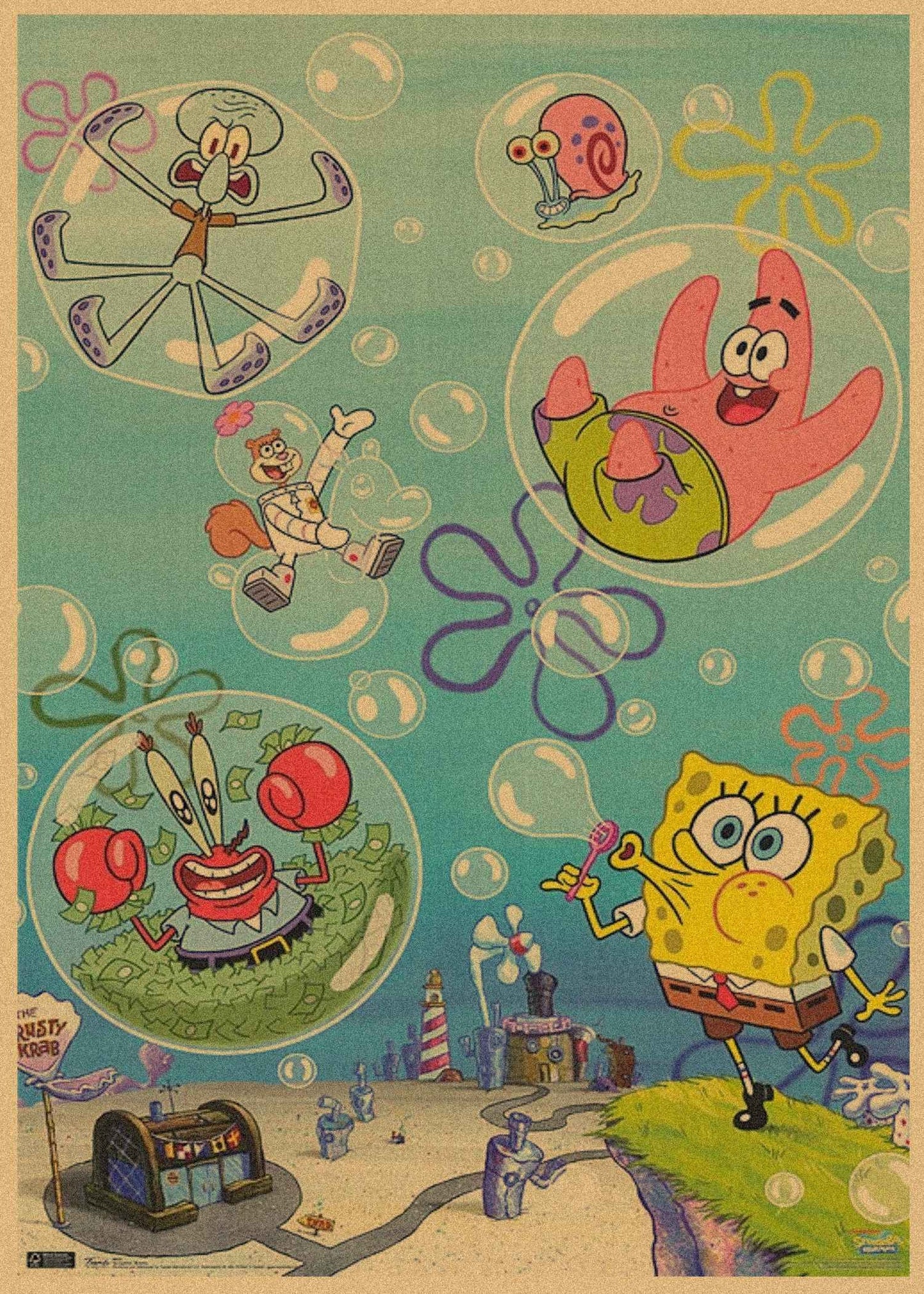SpongeBob SquarePants Anime Kraft Paper Poster For Your Home Decor & Nostalgic Collector Lovers Gift