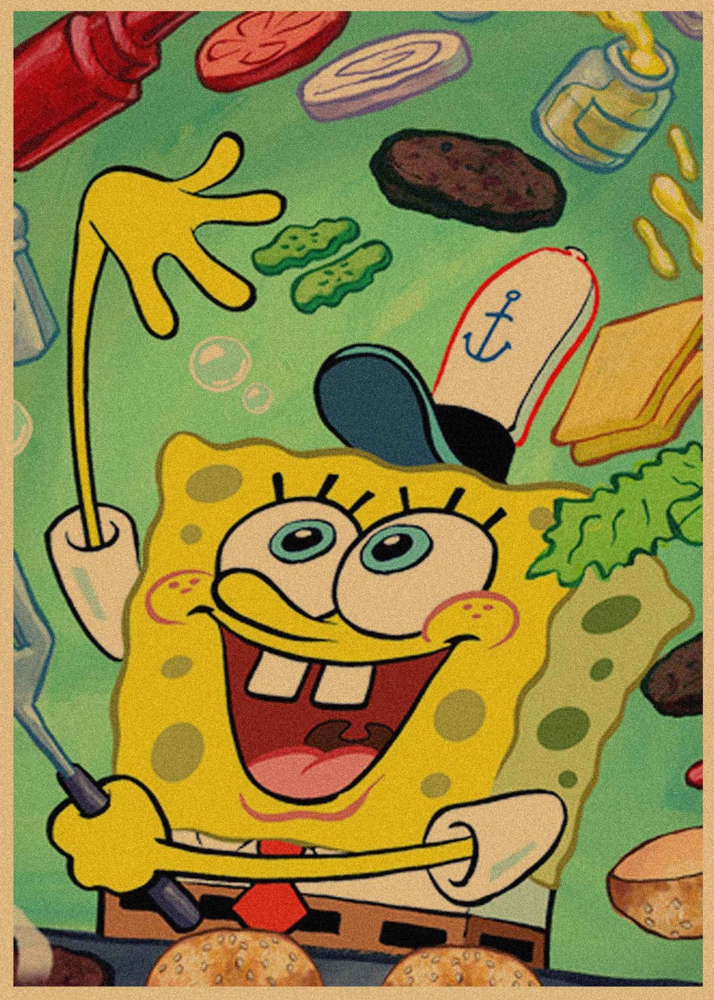 SpongeBob SquarePants Anime Kraft Paper Poster For Your Home Decor & Nostalgic Collector Lovers Gift