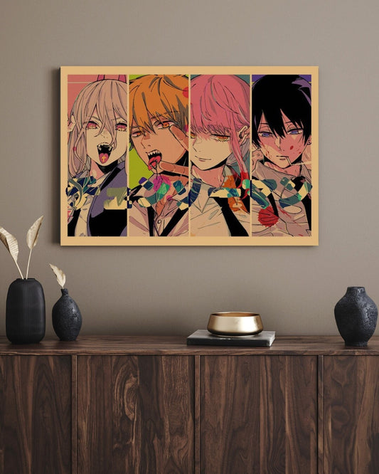 Chainsaw Man Retro Anime Kraft Paper Poster For Your Home Decor & Nostalgic Collector Lovers Gift