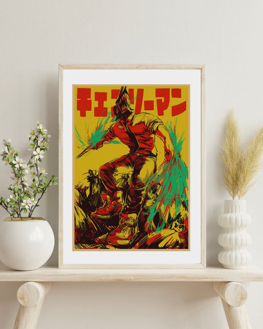 Chainsaw Man Anime Kraft Paper Poster For Your Home Decor & Nostalgic Collector Lovers Gift