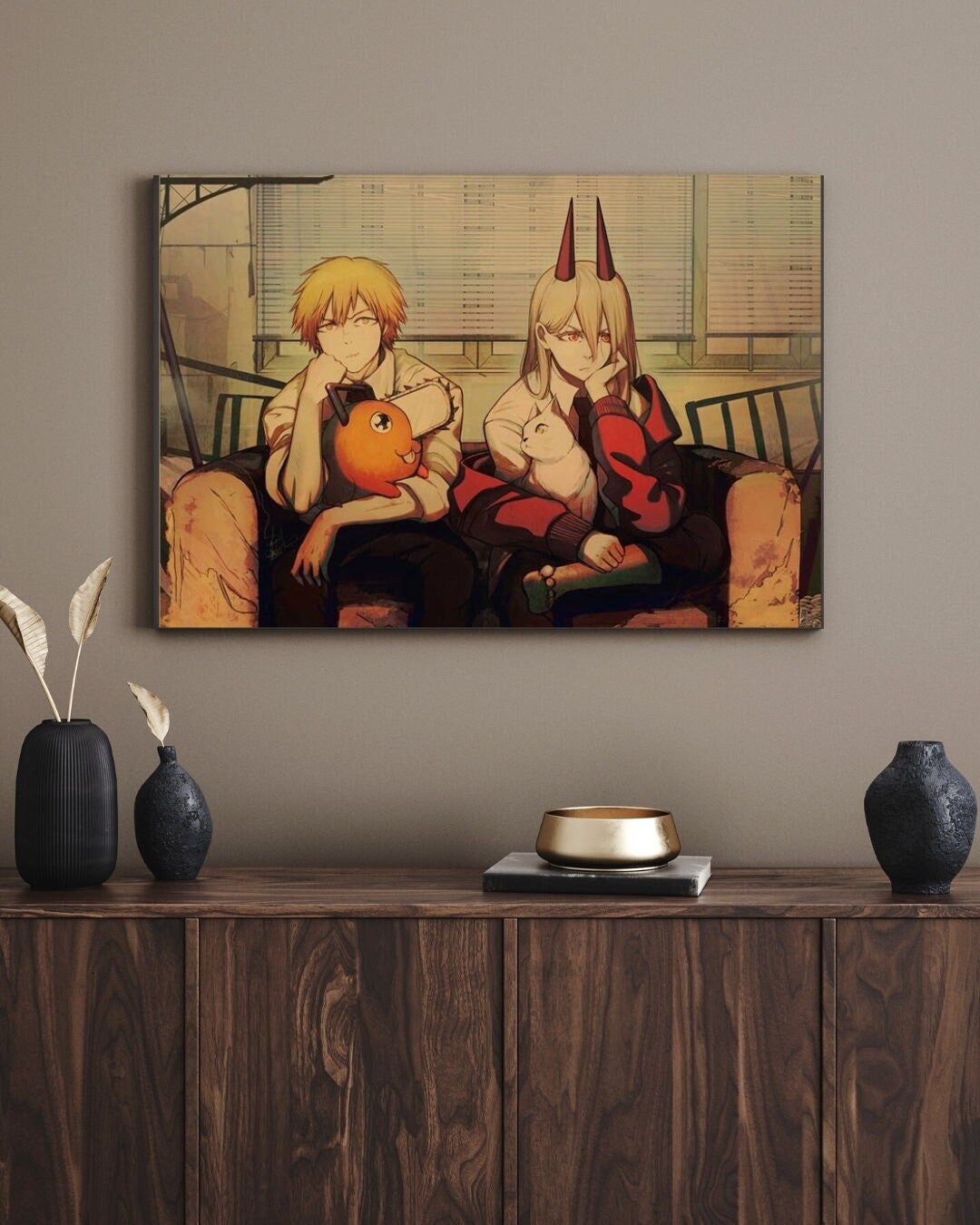 Chainsaw Man Retro Anime Kraft Paper Poster For Your Home Decor & Nostalgic Collector Lovers Gift