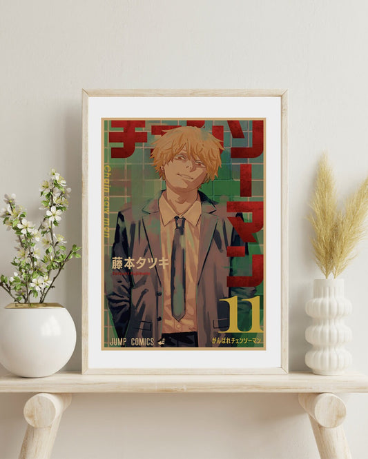 Chainsaw Man Retro Anime Kraft Paper Poster For Your Home Decor & Nostalgic Collector Lovers Gift